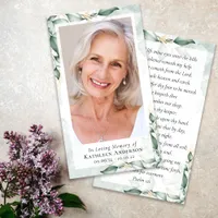 Watercolor Eucalyptus Photo Memorial Prayer Card