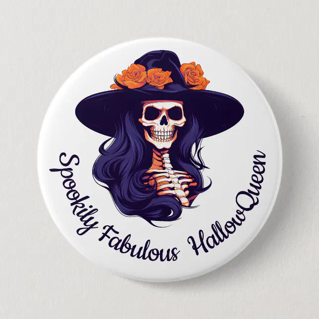 HallowQueen Witch Illustration Halloween Button