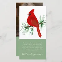 Cardinal Photo Funeral 8x4" Thank You Card