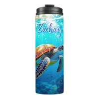 Sea Turtle Colorful Underwater Scene   Thermal Tumbler
