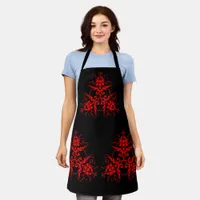 Romantic, Elegant Vintage Red Damask Apron