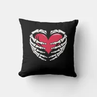 Ed Heart In Skeletal Hands Classic Style Throw Pillow