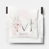 Pink Blush Watercolor Floral Monogram Letter M Hand Sanitizer Packet