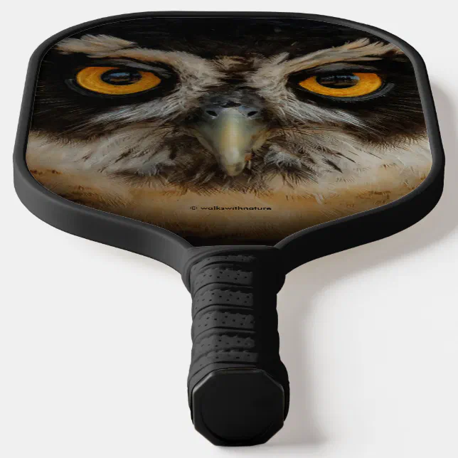 Mesmerizing Golden Eyes of a Spectacled Owl Pickleball Paddle