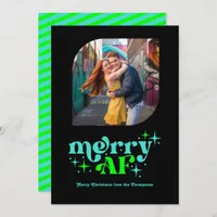 Turquoise & Lime Modern Retro Christmas Photo Holiday Card