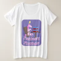 Fantasy Author Unicorn Cartoon Book Design Plus Size T-Shirt