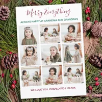 Merry Everything Grandparents 9 Photo Christmas  Holiday Card