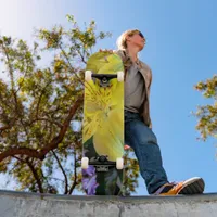 Yellow Daylilies & Purple Lilac Flowers Skateboard Deck