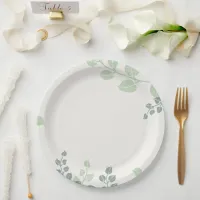 Greenery Monogram Wedding Paper Plates