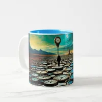 As Time Walks By AI Art Two-Tone Coffee Mug