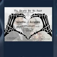 Gothic Black Skeleton Hands Till Death Wedding Vellum Invitations