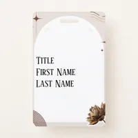 Brown Minimalist Boho Notes Customizable Badge