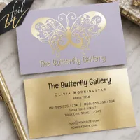 Modern Stylized FOIL Butterfly  Business Cards