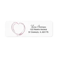 Pink and White Abstract Heart Label