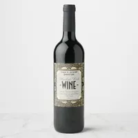 Wine Labels Black Baroque Lace Pattern