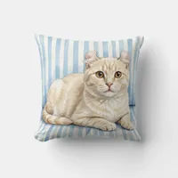 Watercolor Cat Throw Pillow Cover