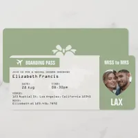 Sage & Cloud Dancer Boarding Pass Bridal Shower Invitation