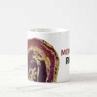 *~* MOM ROCKS Lapidary Gold Glitter Agate Stone Coffee Mug