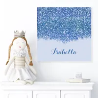 Personalized Blue Glitter Name Art Faux Canvas Print