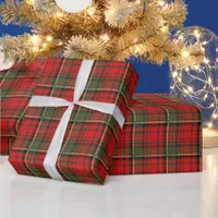 Plaid Green and Red Christmas Wrapping Paper