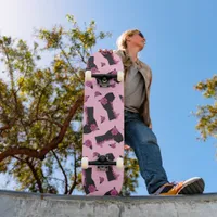 Gothic Lolita Boot Pink Rose Pattern Skateboard