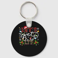Let's Get Lit Drinking Santa Christmas Lights Keychain
