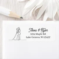 Bride and Groom Line Art Wedding Label