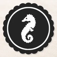 Black and White Seahorse Wedding Coaster