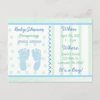 Baby Boy Blue Sage Green Baby Shower Invitation