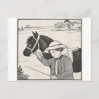 Girl With Pony Postcard