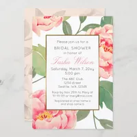 Pink and Gold Floral botanical bridal shower Invitation