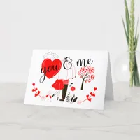 You and Me/Couple Sharing Umbrella Valentines Holiday Card