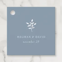 Dusty Blue Simple Modern Botanical Wedding Favor Tags