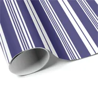 Preppy Navy Blue White Deckchair Stripe Pattern Wrapping Paper