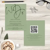 Budget We Do Sage Green QR Code Wedding Invite