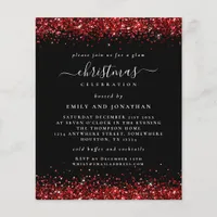 PAPER | Red Glitter Christmas Party Black Invite