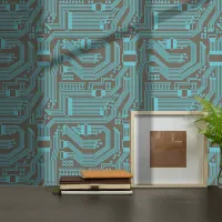 Circuit Board Pattern Turquoise ID245 Wallpaper