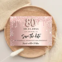 80th birthday rose gold silver save the date announcement postcard