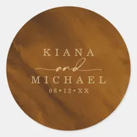 Modern Watercolor Wedding Gold ID816 Classic Round Sticker