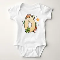 Dino Alphabet for Babies with Name Starting with O Baby Bodysuit