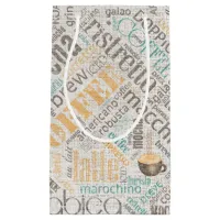 Coffee on Burlap Word Cloud Teal ID283 Small Gift Bag