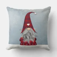 Red & Black Buffalo Plaid Christmas Gnome Throw Pillow