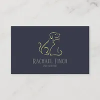 Gold And Navy Modern Minimalist Pet Sitter Business Card