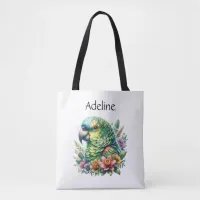 Beautiful Watercolor Amazon Parrot Personalized Tote Bag