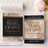 Elegant 28th Linen Wedding Anniversary Celebration Foil Vow Books