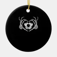 Soccer Heart Skeleton Hand Halloween Costume  Ceramic Ornament