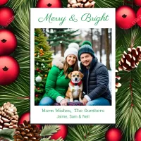 Merry & Bright | Picture Personalized Christmas Holiday Card