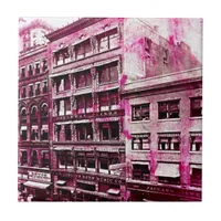 Vintage Kansas City Pink Grunge Ceramic Tile