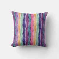 Vibrant Wavy Vertical Stripe Throw Pillow