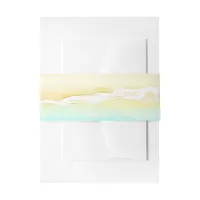 Pretty Ocean Shore Teal Water and Sand Wedding Invitation Belly Band